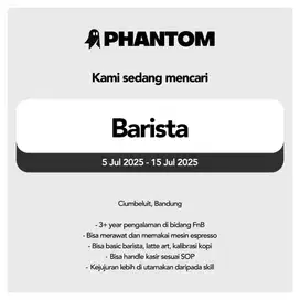 Lowongan kerja Ciumbeluit Bandung Barista