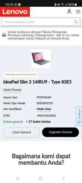 Laptop lenovo ideapad slim 3 14IRU9