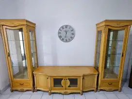 Lemari kaca set Davinci antik bagus murah