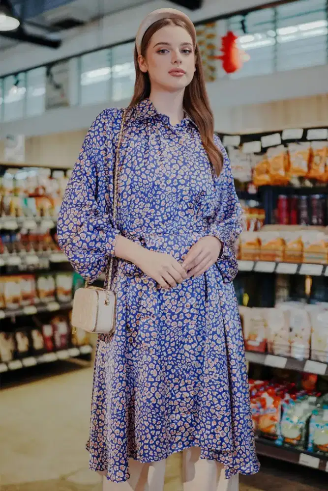 Leona Tunic with Raglan Sleeve - Blue Original by Benang Jarum