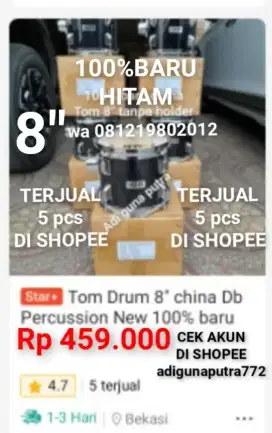 100%br TERMURAH 8 TOM DRUM CHINA