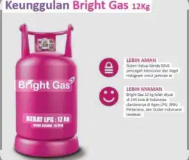 bright gas 12kg isi segel ,tabung gas