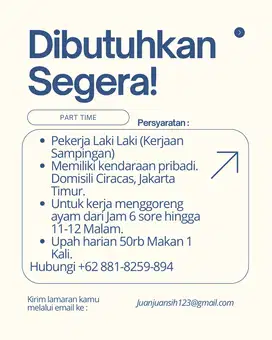 LOKER PART TIME GORENG AYAM