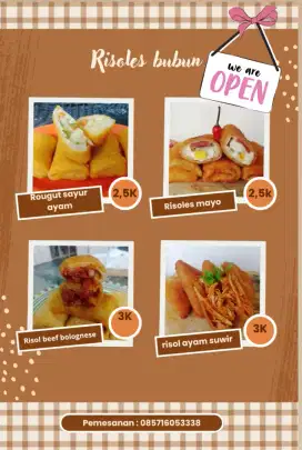Risoles berbagai isi bisa matang/frozen.