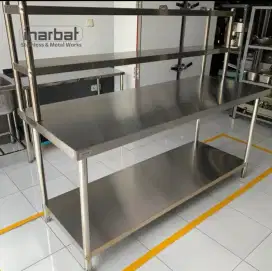 Meja stainless extra rak atas