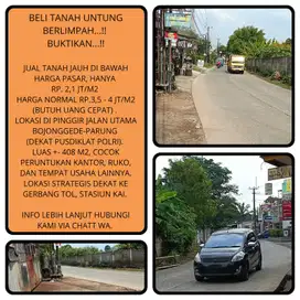 Tanah murah jual butuh pinggir jalan raya 400m di Bojonggede-Bogor 16