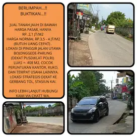 Jual murah butuh dana tanah 400m2 d jalan raya di Bojonggede-Bogor 17