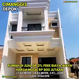 Rumah Dijual Di Cimanggis Depok Akses Jalan Besar DP 0% Free Biaya