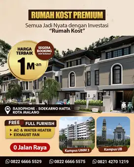 Kos Dijual Nol Jalan Saxophone Dekat Kampus UMM dan UB