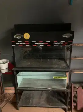 Akuarium Aquarium ukuran 80x40x40 plus rak besi dan tutup talang air