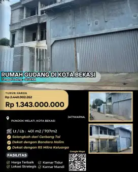 Dijual Rumah Gudang Jatiwarna Pondok Melati Bekasi