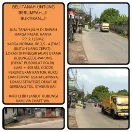 Tanah pinggir jalan raya di jual murah BU 404m2 di Bojonggede-Bogor 24