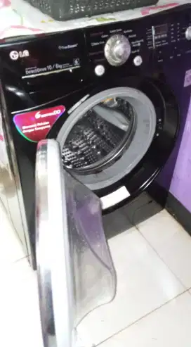 Mesin Cuci Frontloading LG 10kg sdh dryer,bs 100% kering,Like new,nego