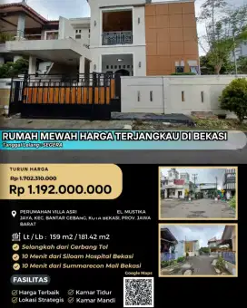 Dijual Rumah Villa Asri Mustika Jaya Bekasi