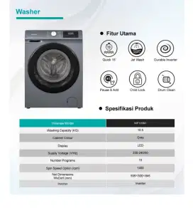 Jual Murah Gratis Antar: Mesin Cuci Hisense Front Loader 10,5kg