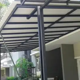 Kanopi carport teres minimalis mewah atap alderon upvc dobel layer