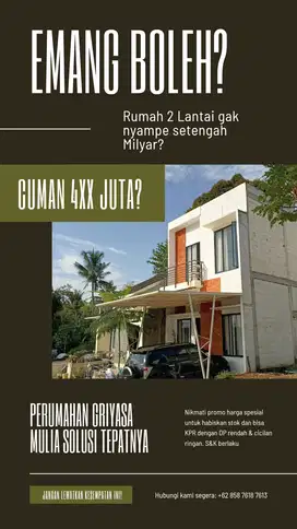 Rumah 2 Lantai Harga Terjangkau Bisa Diangsur