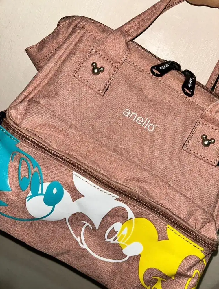 Tas Anello Mickey Mouse Backpack Multifungsi Warna Pink (New)