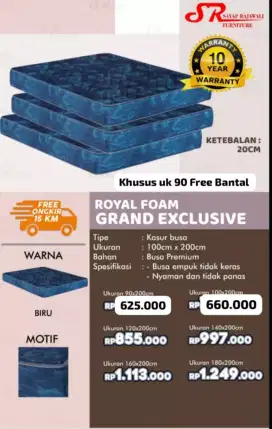 Berbaga macam promo  kasur busa royal (sa)