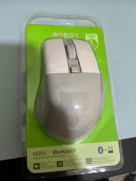 Mouse Wireless ROBOT M355 Silent Click Receiver USB Bluetooth Abu-Abu