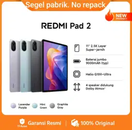 Redmi pad 2 4/128. Baru. Segel pabrik. Garansi resmi 15 bulan