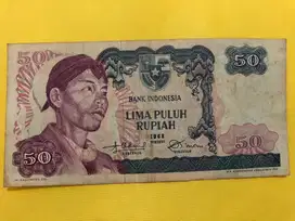 Uang kuno Lima Puluh Rupiah Sudirman 1968