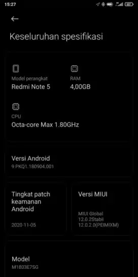 Dijual cepat BU, hp xiaomi redmi note 5 4/64 gb