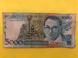 Uang Kuno BRASIL CINCO MIL CRUZADOS