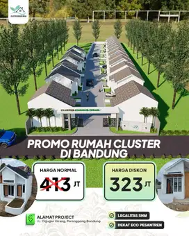 HANYA 20 JT BISA KPR CICILAN RINGAN! RUMAH CLUSTER CANTIK BANDUNG