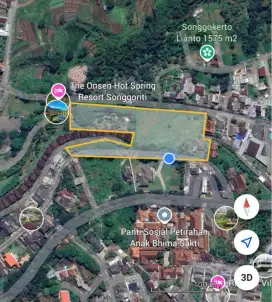Dijual TanahKomersial Raya Songgoriti Batu SebelahOnsen,Lebar±110–180m