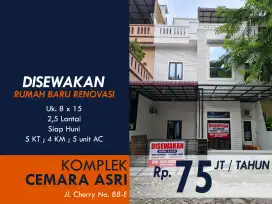 Disewakan Rumah Villa Cemara Asri 8x15 m² 2,5 Lantai (Siap Huni)