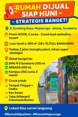 Rumah Dijual Jalan Sumbing Raya Mojosongo Solo