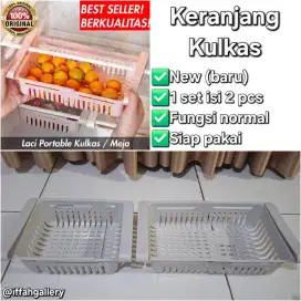 Keranjang Kulkas Warna Abu Muda Bersih Siap Pakai