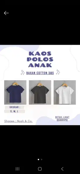JUAL KAOS POLOS ANAK