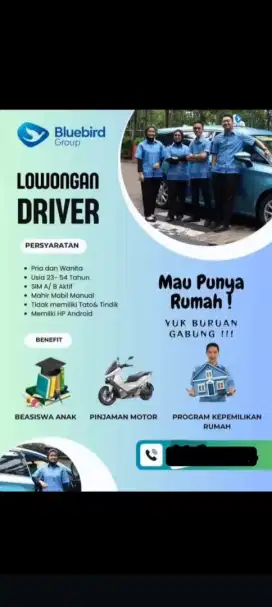 Lowongan driver taksi blue bird jl.mampang Prapatan no 60
