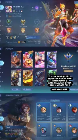 Butuh Cepat! Jual Akun MLBB