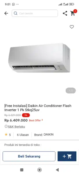 Free instal daikin air conditioner inverter 1pk Stkq