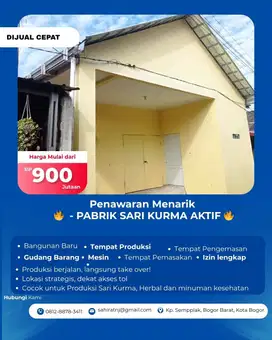 DIJUAL CEPAT - PABRIK SARI KURMA AKTIF