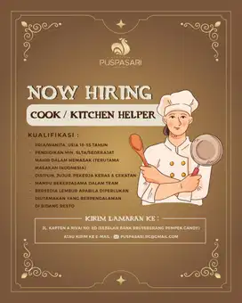 LOKER UTK COOK & KITCHEN HELPER