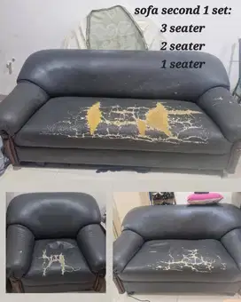 Sofa bekas kayu 1 set 3 kursi