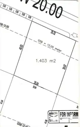 Dijual Tanah/Kavling 1403m2 Di Cluster Bukit Golf BSD