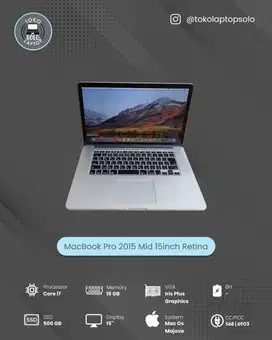 MACBOOK PRO 2015 INTEL CORE I7 Ram 16GB SSD 500GB