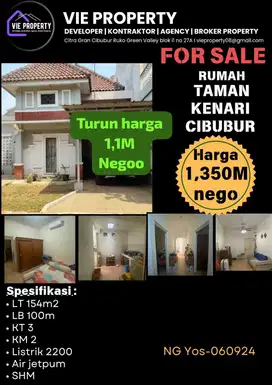 TURUN HARGA RUMAH SIAP HUNI TAMAN KENARI CIBUBUR