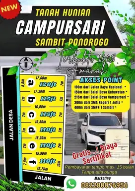 TANAH KAVLING CAMPURSARI SAMBIT PONOROGO