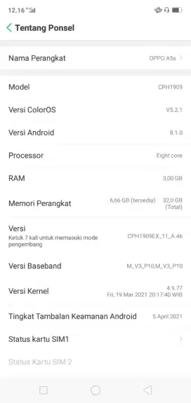 oppo a5s 3/32 gb biru