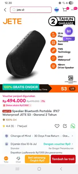Speaker bt Jete s3 fullset gress garansi resmi