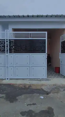 pagar plat cutting warna putih minimalis