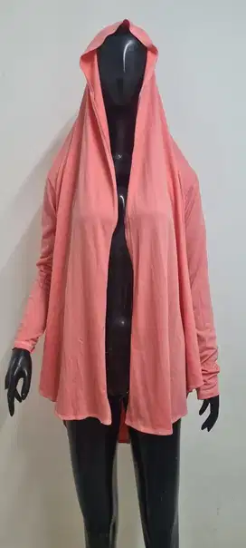 Cardigan basic polos lengan panjang kaos katun, outher premium