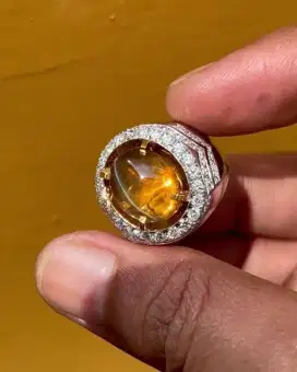 Permata Chrysoberyl Cat's Eye Ring Emas Berlian