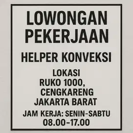 Loker Setrika Uap (Gas) / Helper Konveksi